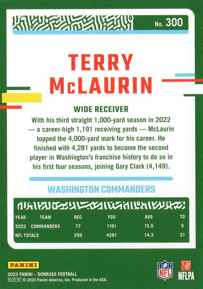 2023 Panini Donruss Terry McLaurin #300 Washington Commanders
