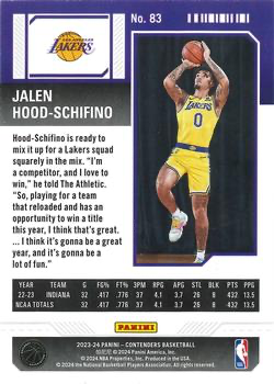 2023 Panini Contenders Jalen Hood-Schifino RC #83 Los Angeles Lakers