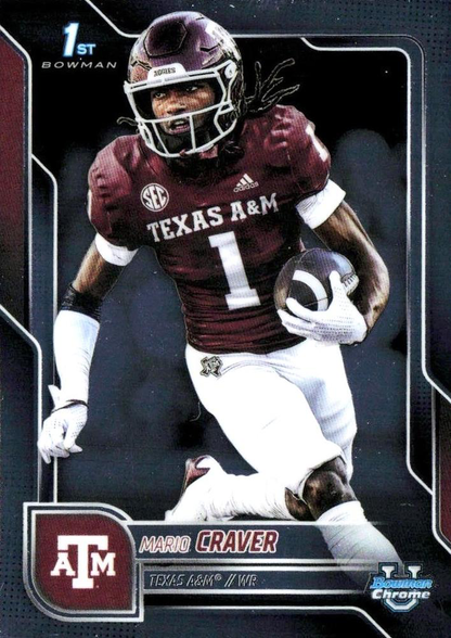 2025 Topps Bowman U Chrome Mario Craver 1st #165 Texas A&M Aggies
