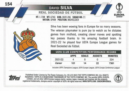 2022 Topps UCC David Silva #154 Real Sociedad