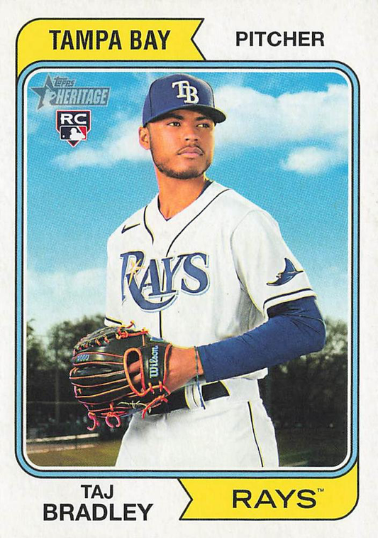 2023 Topps Heritage Taj Bradley RC Tampa Bay Rays #595