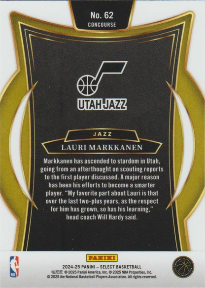 2024 Panini Select Lauri Markkanen Blue #62 Utah Jazz