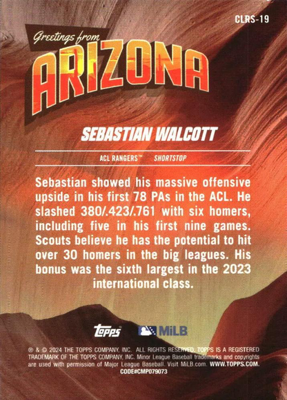 2024 Topps Pro Debut Complex League Rising Stars Sebastian Walcott #CLRS-19 ACL Rangers