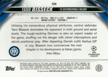 2023 Topps Chrome UEFA Club Competitions Yann Bisseck RC #120 Inter Milan