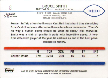 2024 Topps Chrome Football Bruce Smith #8 Buffalo Bills