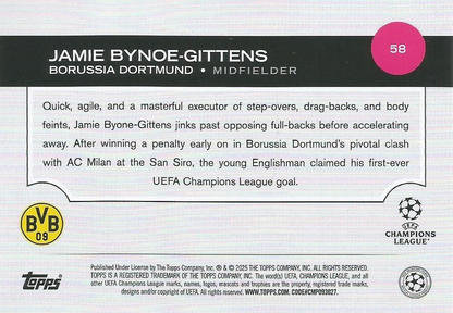2024 Topps UCC Jamie Bynoe-Gittens #58 Borussia Dortmund
