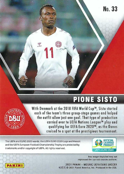 2021 Panini Mosaic UEFA EURO 2020 Pione Sisto #33 Danemark