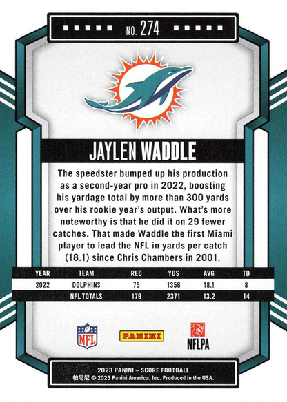 2023 Panini Score Football Jaylen Waddle Miami Dolphins #274