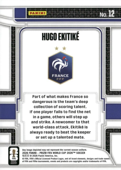 2026 Panini Prizm World Cup Scorers Club Hugo Ekitike #12 France