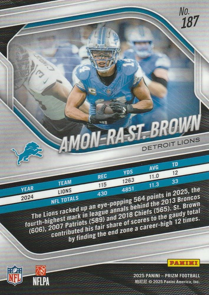 2025 Panini Prizm Amon-Ra St. Brown #187 Detroit Lions