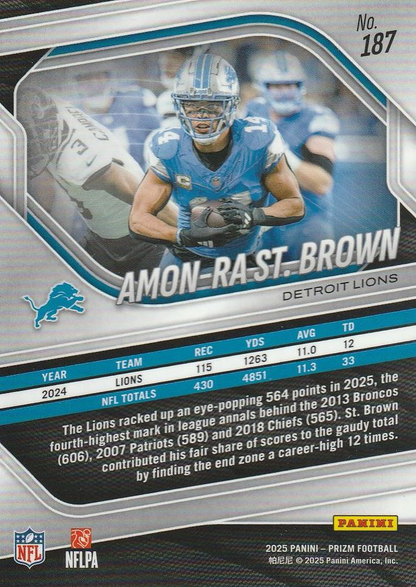 2025 Panini Prizm Amon-Ra St. Brown #187 Detroit Lions