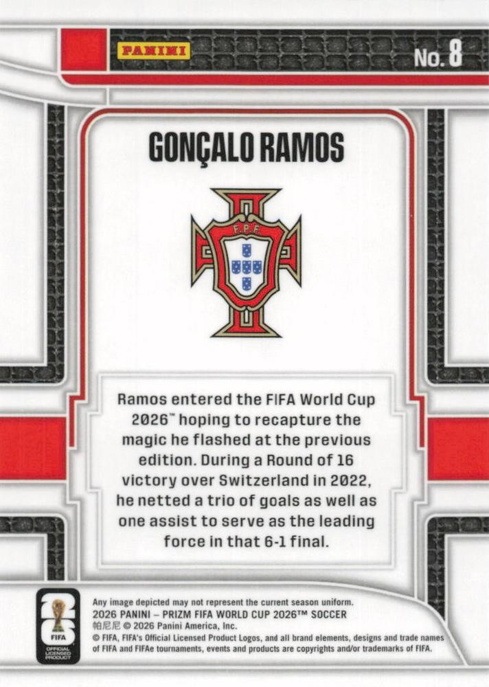 2026 Panini Prizm World Cup Scorers Club Goncalo Ramos #8 Portugal