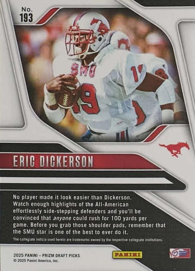 2025 Panini Prizm Draft Picks Eric Dickerson #193 SMU Mustangs