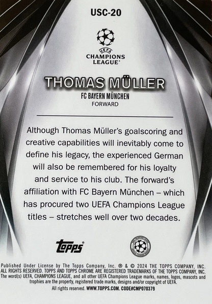 2023 Topps UCC Ultimate Stage Chrome Thomas Müller USC-20 FC Bayern Munchen