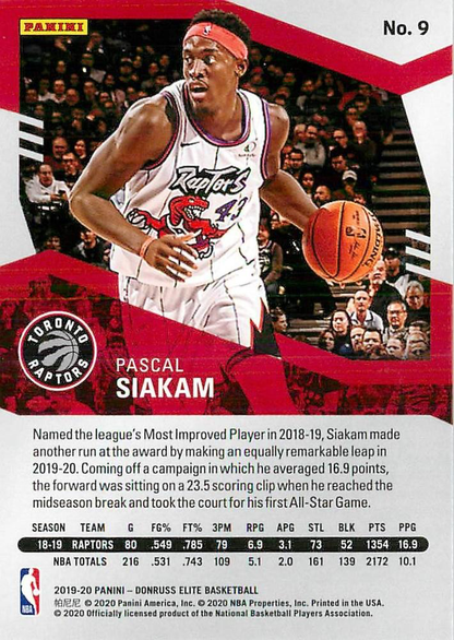 2019 Panini Donruss Elite Pascal Siakam #9 Toronto Raptors