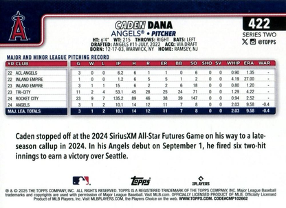 2025 Topps Series 2 Caden Dana RC Los Angeles Angels #422