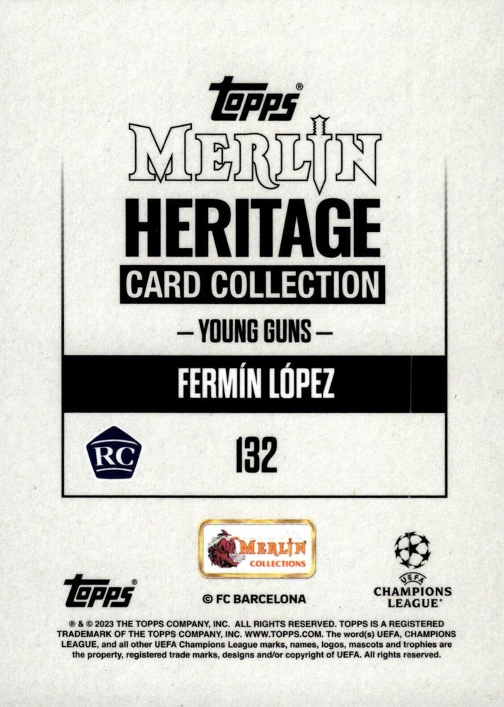 2023 Topps Merlin Heritage UCC Fermín López Young Guns #132 FC Barcelona
