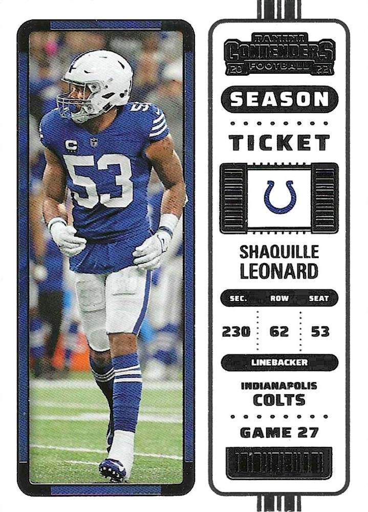 2022 Panini Contenders Shaquille Leonard Indianapolis Colts #46