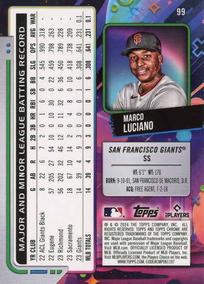 2024 Topps Cosmic Chrome Marco Luciano RC San Francisco Giants #99