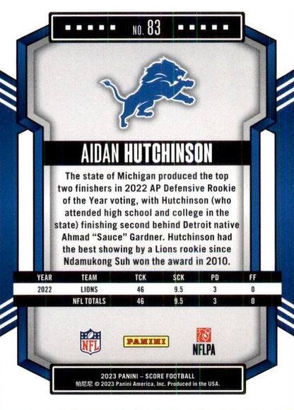 2023 Panini Score Football Aidan Hutchinson Detroit Lions #83