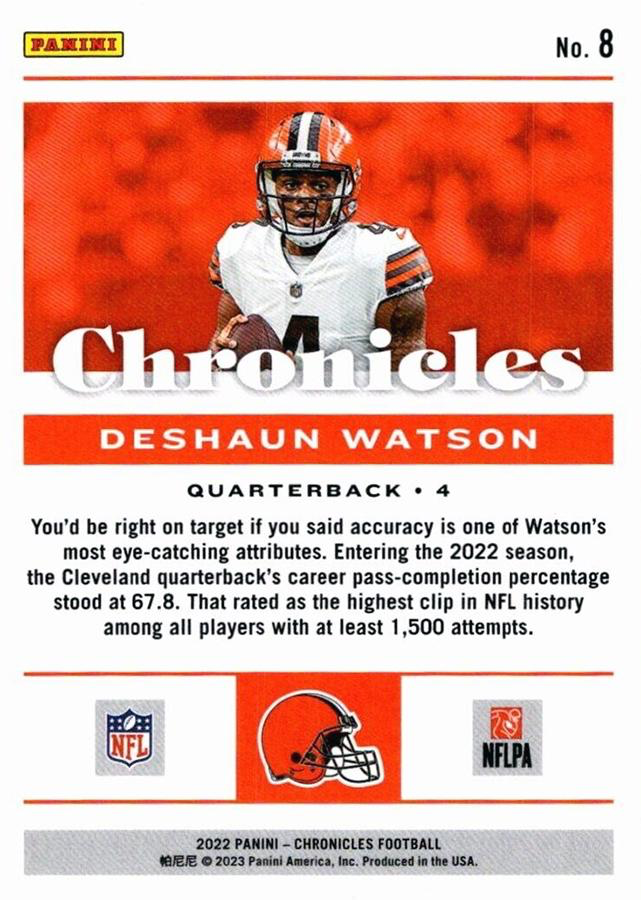 2022 Panini Chronicles Deshaun Watson #8 Cleveland Browns