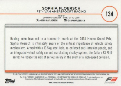 2024 Topps Chrome Formula 1 Sophia Floersch F3C #134 Van Amersfoort Racing