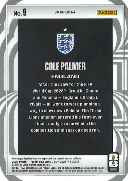 2026 Panini Prizm FIFA World Cup Screamers Cole Palmer #9 Angleterre