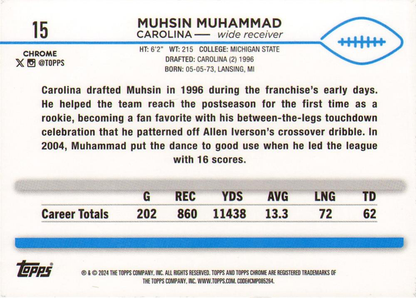 2024 Topps Chrome Football Muhsin Muhammad #15 Carolina Panthers