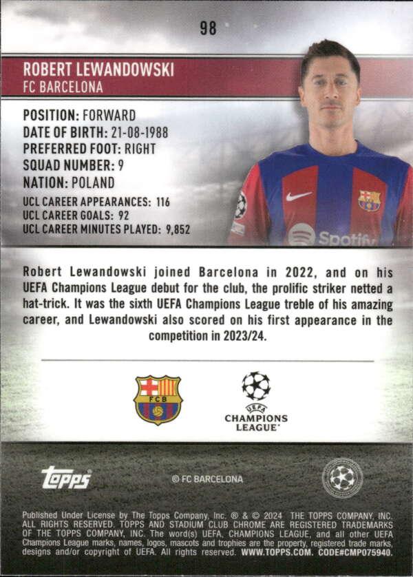 2023 Topps Stadium Club Chrome UCC Robert Lewandowski #98 FC Barcelona
