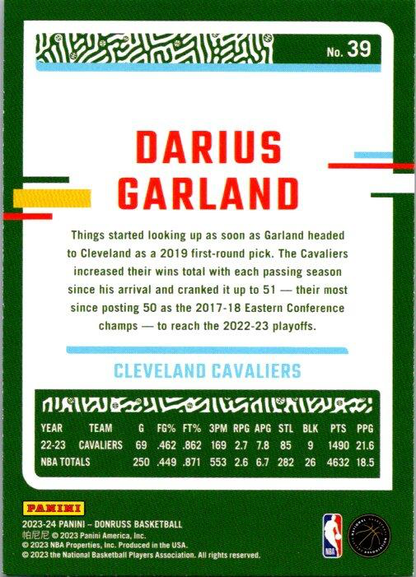 2023 Panini Donruss Darius Garland #39 Cleveland Cavaliers