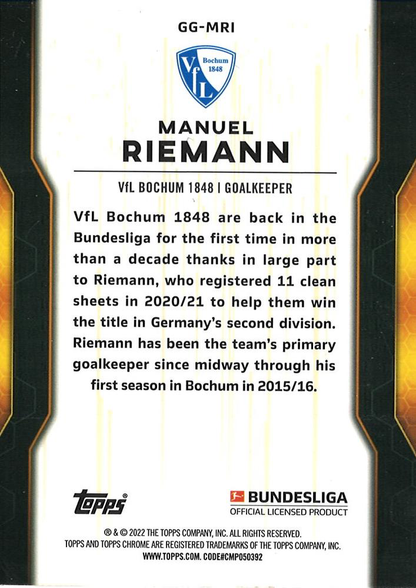 2021 Topps Chrome Bundesliga Golden Manuel Riemann #GG-MRI VfL Bochum 1848
