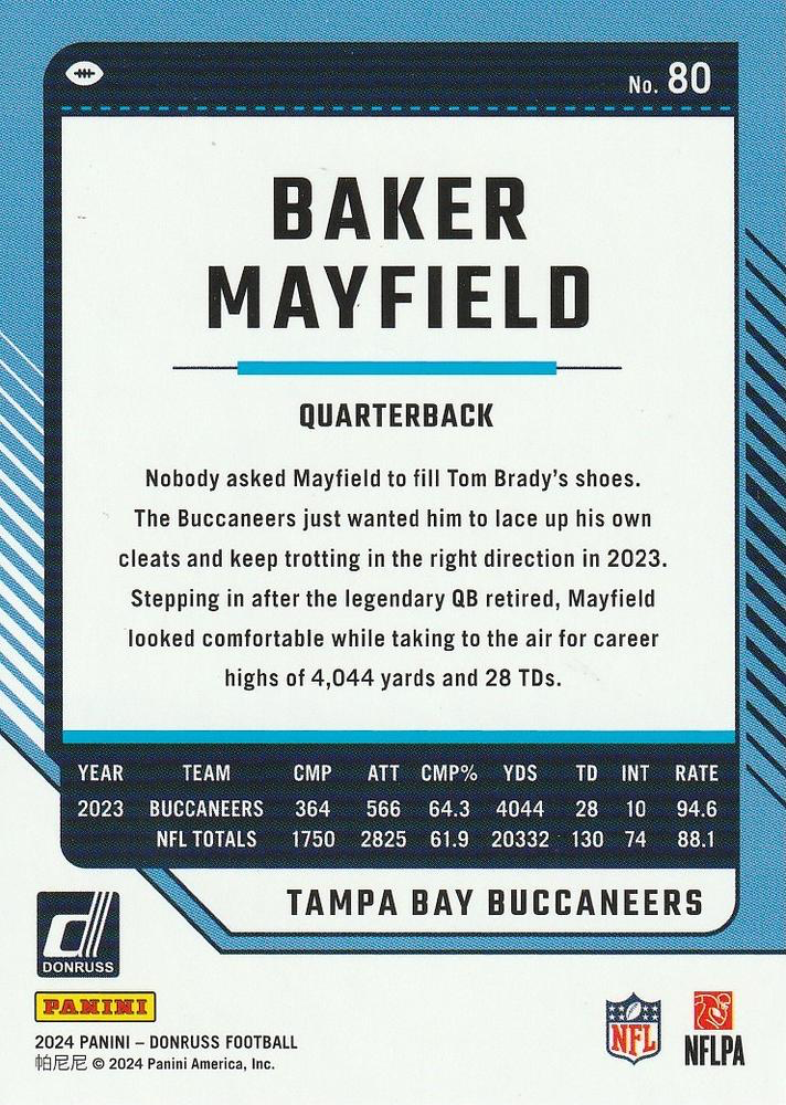 2024 Panini Donruss Baker Mayfield Tampa Bay Buccaneers #80