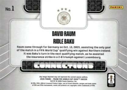 2026 Panini Prizm FIFA World Cup Connections Raum/Baku #1 Allemagne