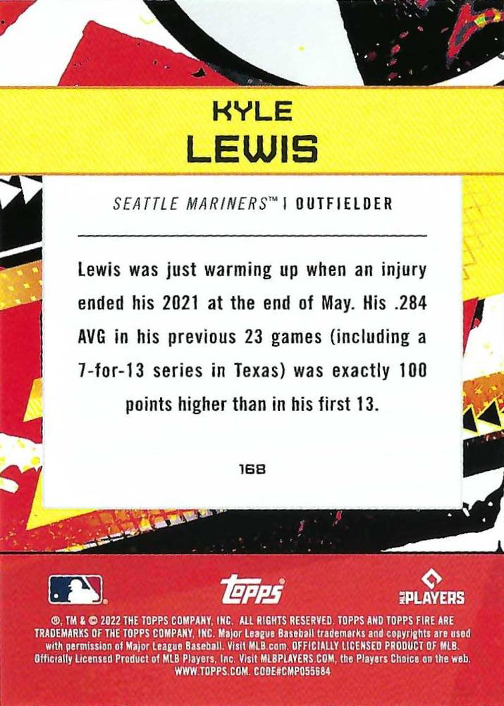 2022 Topps Fire Kyle Lewis Seattle Mariners #168