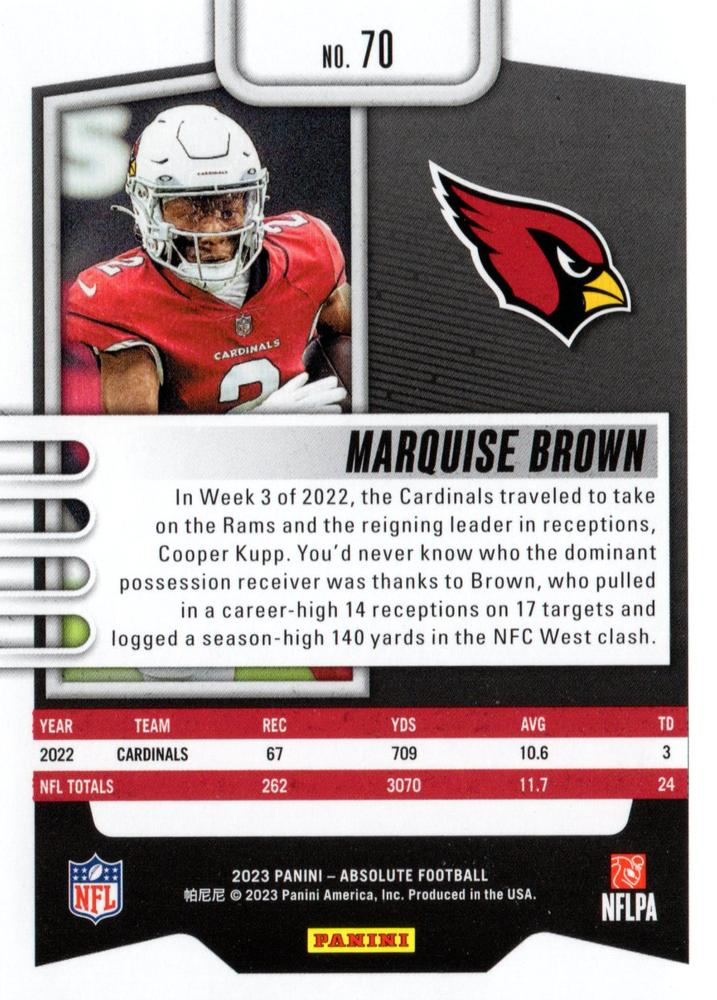 2023 Panini Absolute Marquise Brown #70 Arizona Cardinals