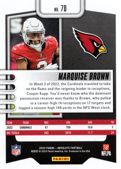 2023 Panini Absolute Marquise Brown #70 Arizona Cardinals