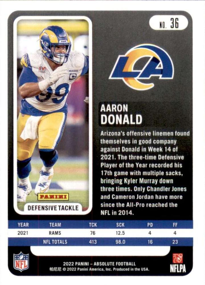 2022 Panini Absolute Aaron Donald #36 Los Angeles Rams