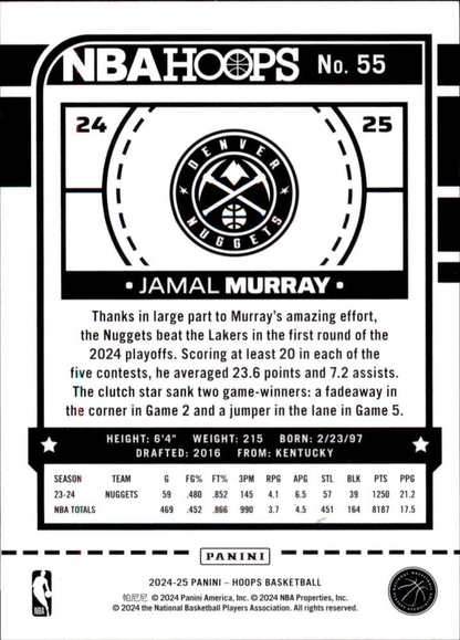 2024 Panini Hoops Jamal Murray #55 Denver Nuggets