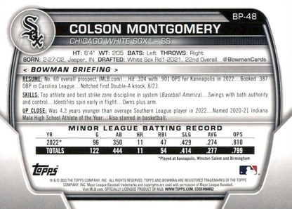 2023 Topps Bowman Paper Prospects Colson Montgomery Chicago White Sox #BP-48