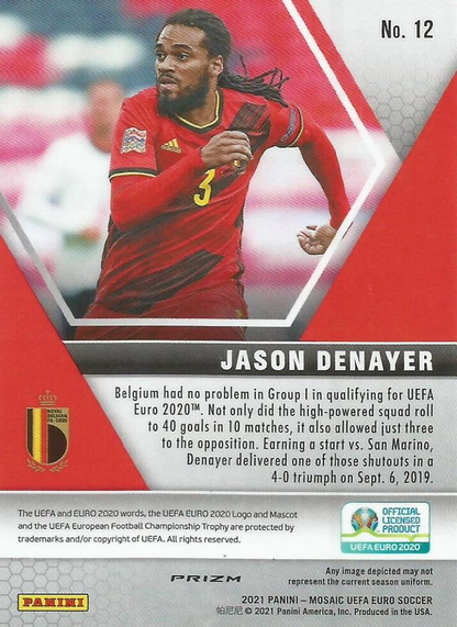 2023 Panini Mosaic UEFA EURO 2020 Silver Prizm Jason Denayer #12 Belgique