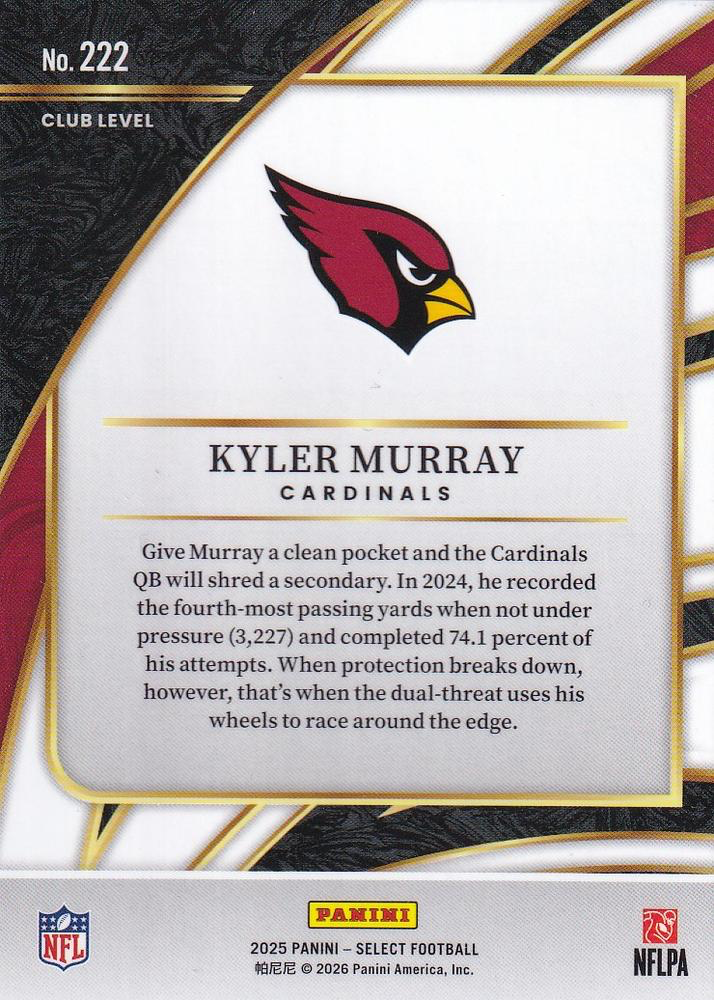 2025 Panini Select Kyler Murray #222 Arizona Cardinals
