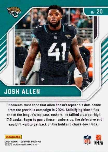 2024 Panini Donruss Elite Series Josh Allen #20 Jacksonville Jaguars