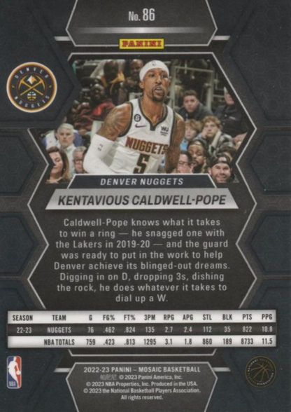 2022 Panini Mosaic Kentavious Caldwell-Pope #86 Denver Nuggets