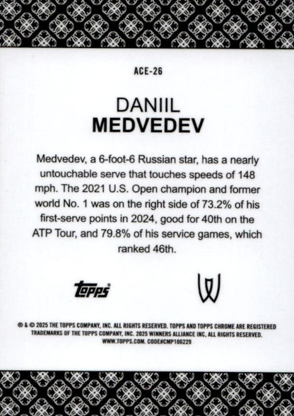 2025 Topps Chrome Tennis Aces Daniil Medvedev #ACE-26