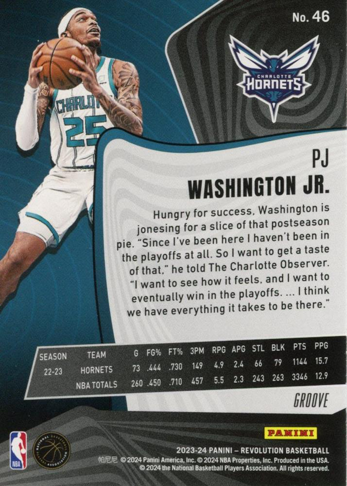 2023 Panini Revolution PJ Washington Jr. Groove #46 Charlotte Hornets