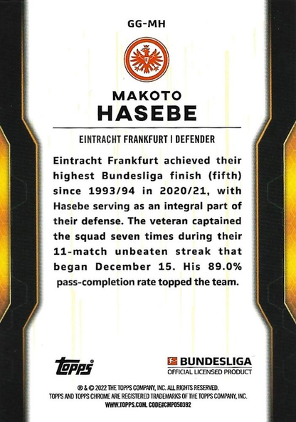 2021 Topps Chrome Bundesliga Golden Makoto Hasebe #GG-MH Eintracht Frankfurt