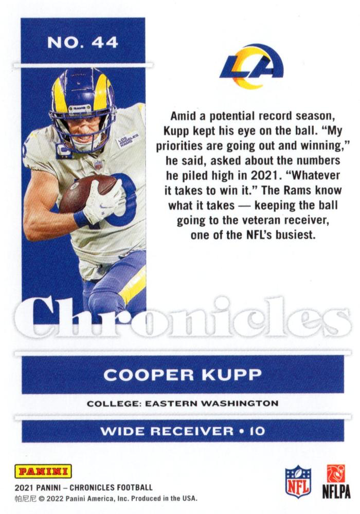 2021 Panini Chronicles Cooper Kupp #44 Los Angeles Rams