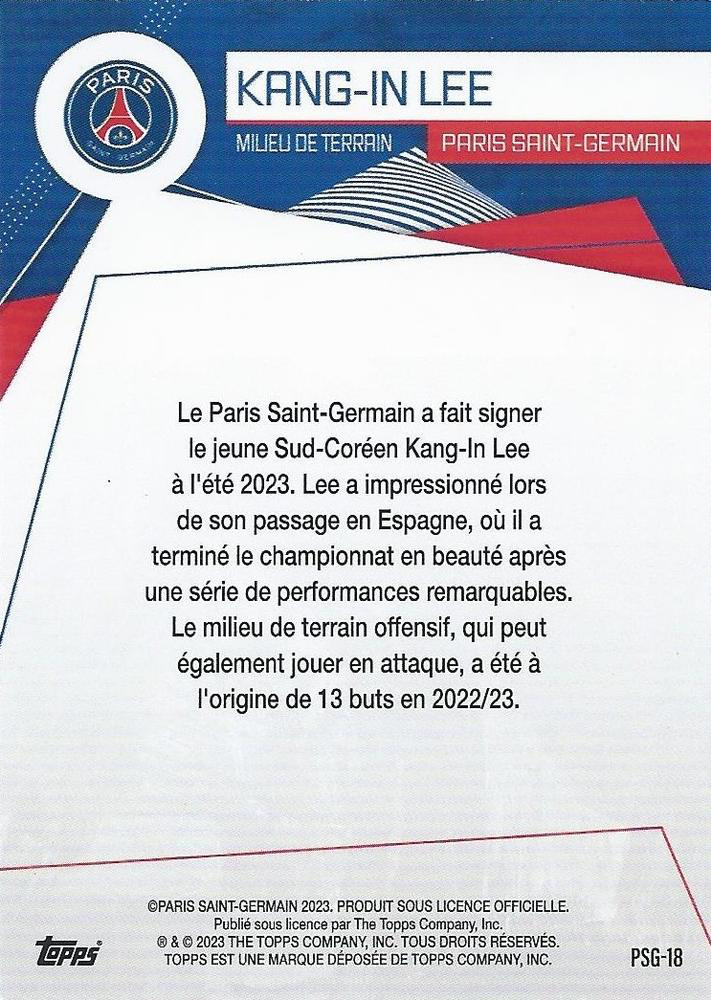 2023 Topps PSG Fan Set Kang-In Lee PSG-18 Paris Saint-Germain