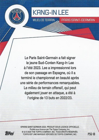 2023 Topps PSG Fan Set Kang-In Lee PSG-18 Paris Saint-Germain