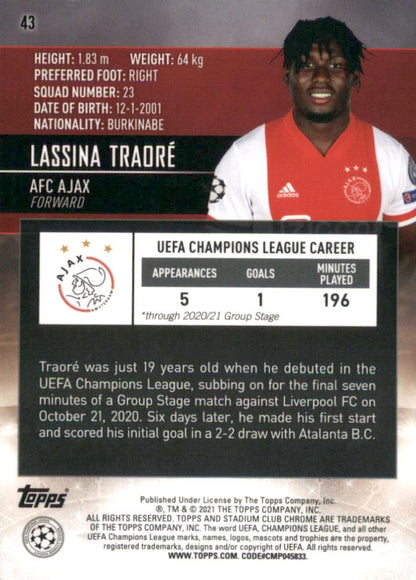 2020 Topps Stadium Club Chrome UCC RC Lassina Traoré #43 Ajax